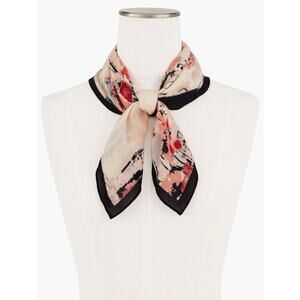 Talbots Scenic Autumn City Square Scarf 24" Square Red And Black